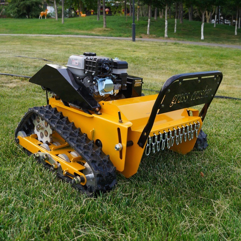 Haituo Factory Tracked Remote Control Diesel Lawn Mower, 9 Horsepower, Weed Removal Machine for Gardens and Orchards