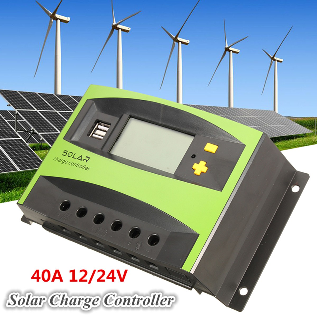 40A12V/24V汽车太阳能充电控制器液晶显示家装
